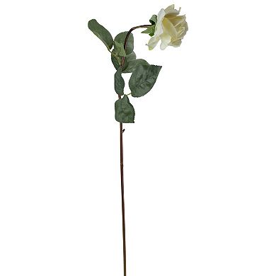 27" Cream White Long Stem Rose Artificial Floral Craft Pick