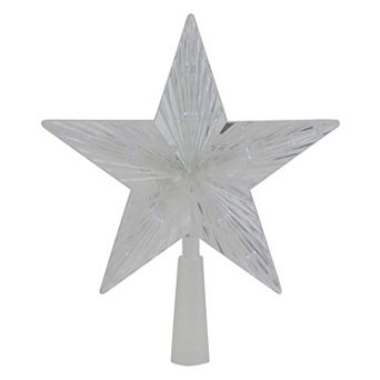 8" Pre-Lit Clear Crystal Star Christmas Tree Topper - Clear LED Lights