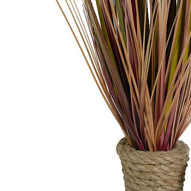 34" Red Artificial Grass Plant in a Rope Pot