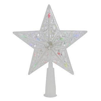 6" Pre-Lit Clear Crystal Jeweled Star Christmas Tree Topper - Multicolor Lights