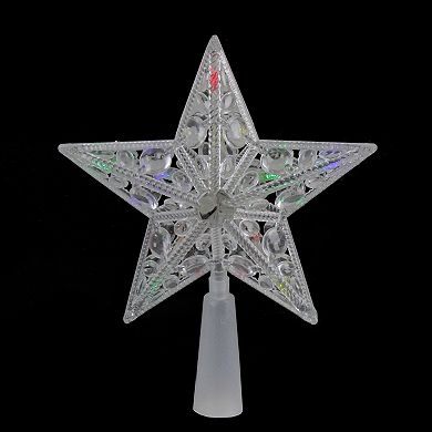6" Pre-Lit Clear Crystal Jeweled Star Christmas Tree Topper - Multicolor Lights