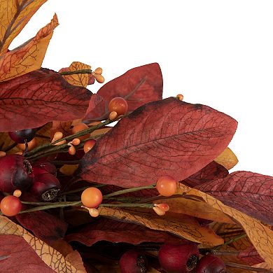 Berries with Leaves Artificial Fall Harvest Twig Wreath 24-Inch Unlit