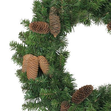 Dakota Red Pine Artificial Christmas Wreath with Pine Cones - 24-Inch Unlit