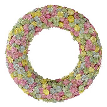 Multi-Colored Daisy Artificial Spring Floral Wreath 10-Inch