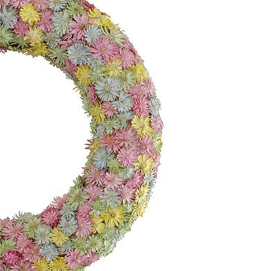 Multi-Colored Daisy Artificial Spring Floral Wreath 10-Inch