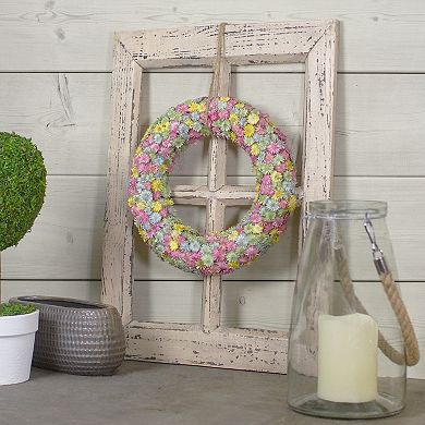 Multi-Colored Daisy Artificial Spring Floral Wreath 10-Inch