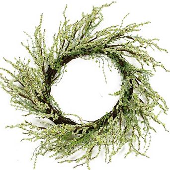 Berry Twig Artificial Wreath Green and Brown 12-Inch
