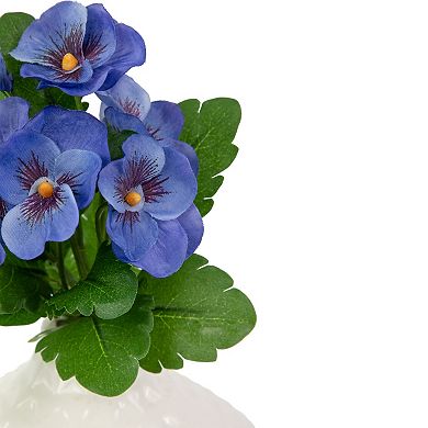 8" Blue Pansy Artificial Silk Floral Bouquet