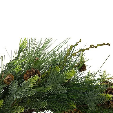 28" Long Needle and Pine Cones Artificial Christmas Wreath - Unlit