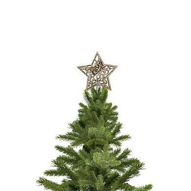10" Lighted Brown Star with Cut-Out Design Christmas Tree Topper - Clear Lights
