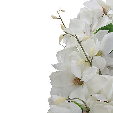 White Magnolias Artificial Spring Wreath - 24-Inch Unlit