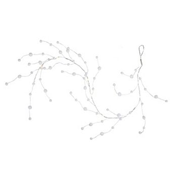 10 B/O LED Warm White Pom Pom Garland Christmas Lights - 3.25' Clear Wire