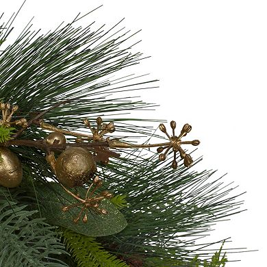 Leaves Berry and Cedar Artificial Christmas Wreath - 20-Inch Unlit