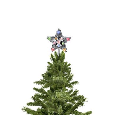9" Lighted Silver Star Christmas Tree Topper - Multicolor Lights