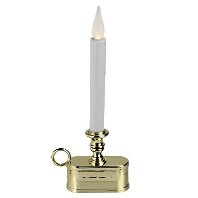 11" Battery Operated White and Gold LED Christmas Candle Lamp with Toned Base