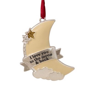 3.25" Yellow "I Love You to the Moon and Back" Ornament with European Crystals