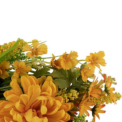 Yellow Peony Artificial Fall Harvest Twig Wreath 24-Inch Unlit