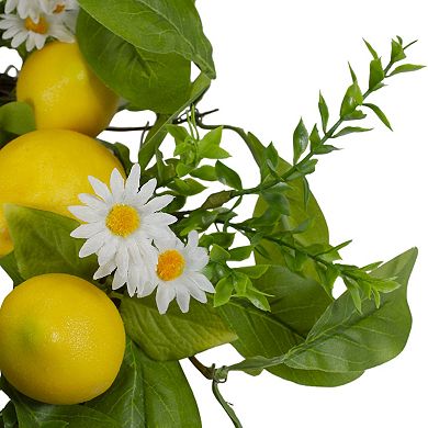 Lemons and Daisies Artificial Floral Wreath Yellow - 20-Inch