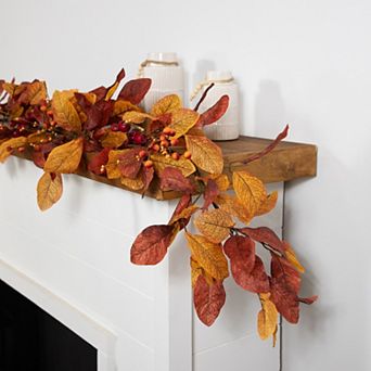 5' x 8" Berries with Orange and Red Leaves Artificial Fall Harvest Garland Unlit