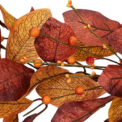 5' x 8" Berries with Orange and Red Leaves Artificial Fall Harvest Garland Unlit