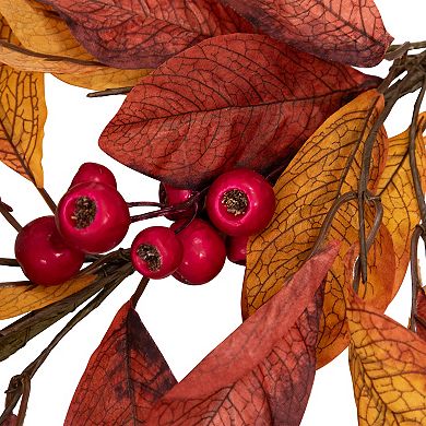 5' x 8" Berries with Orange and Red Leaves Artificial Fall Harvest Garland Unlit