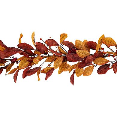 5' x 8" Berries with Orange and Red Leaves Artificial Fall Harvest Garland Unlit