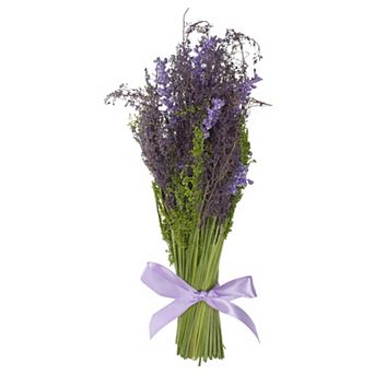 Lavender Artificial Springtime Bouquet Purple and green 12"