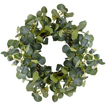 Eucalyptus Leaves Artificial Botanical Spring Wreath Green - 20-Inch