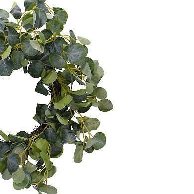 Eucalyptus Leaves Artificial Botanical Spring Wreath Green - 20-Inch
