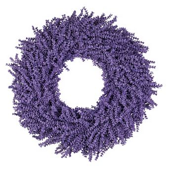 Purple Lavender Artificial Floral Spring Wreath 28-Inch Unlit