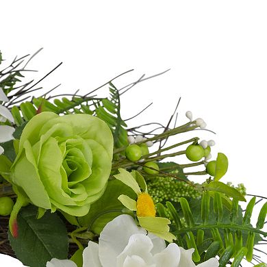 Mixed Floral Artificial Spring Wreath 22-Inch