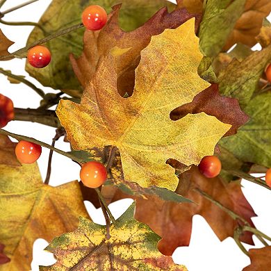 5' x 8" Maple Leaves and Berries Artificial Fall Harvest Garland Unlit