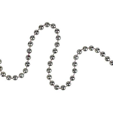 15' x 0.25" Shiny Silver Metallic Faceted Beaded Christmas Garland - Unlit