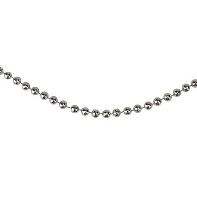 15' x 0.25" Shiny Silver Metallic Faceted Beaded Christmas Garland - Unlit
