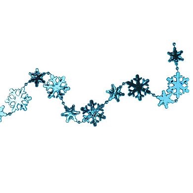 8' x 1" Shiny Blue Snowflakes Beaded Christmas Garland - Unlit