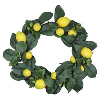 Lemon and Foliage Artificial Wreath Yellow 22-Inch