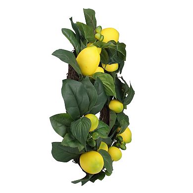 Lemon and Foliage Artificial Wreath Yellow 22-Inch