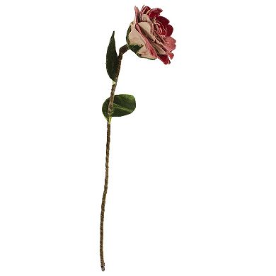 20" Red and Green Peony Artificial Flower Spray Stem