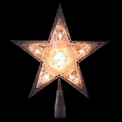 9" Pre-Lit Silver and Clear Crystal 5 Point Star Christmas Tree Topper - Clear Lights