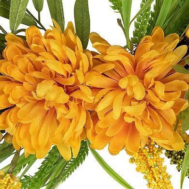 Peonies Artificial Fall Harvest Twig Wreath 22-Inch Unlit