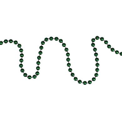 15' x 0.25" Shiny Metallic Green Beaded Artificial Christmas Garland - Unlit