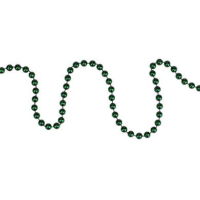 15' x 0.25" Shiny Metallic Green Beaded Artificial Christmas Garland - Unlit