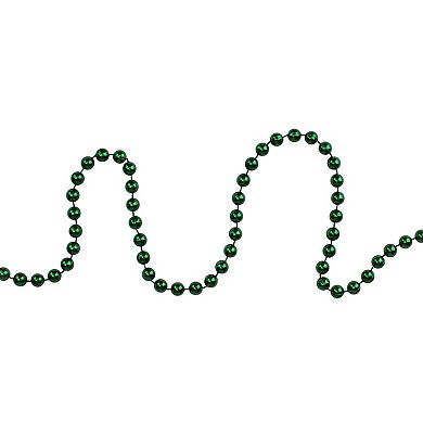 15' x 0.25" Shiny Metallic Green Beaded Artificial Christmas Garland - Unlit