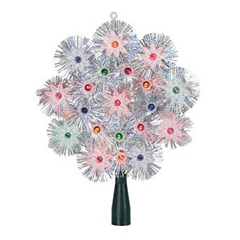 8" Pre-Lit Silver Retro Starburst Christmas Tree Topper - Multicolor Lights
