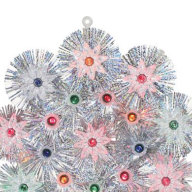 8" Pre-Lit Silver Retro Starburst Christmas Tree Topper - Multicolor Lights