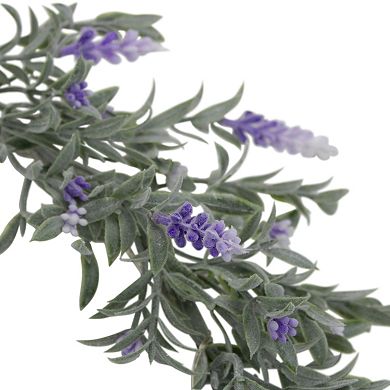 Artificial LED Lighted White and Purple Lavender Spring Wreath- 16-inch White Lights
