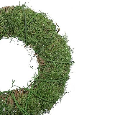 Green Moss and Twig Artificial Spring Wreath 12-Inch