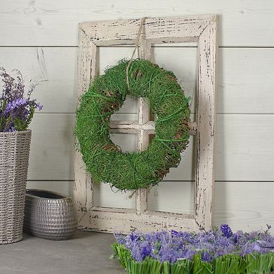 Green Moss and Twig Artificial Spring Wreath 12-Inch