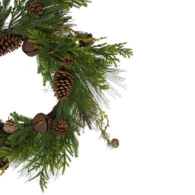Rustic Green and Brown Artificial Christmas Pinecone Wreath - 30-inch Unlit