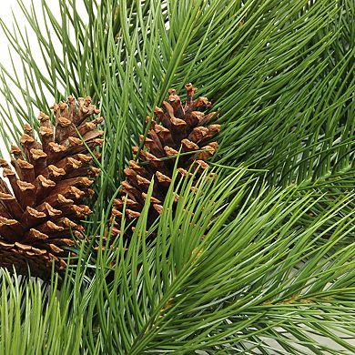 Long Needle Pine Artificial Christmas Wreath with Pine Cones - 44-Inch Unlit